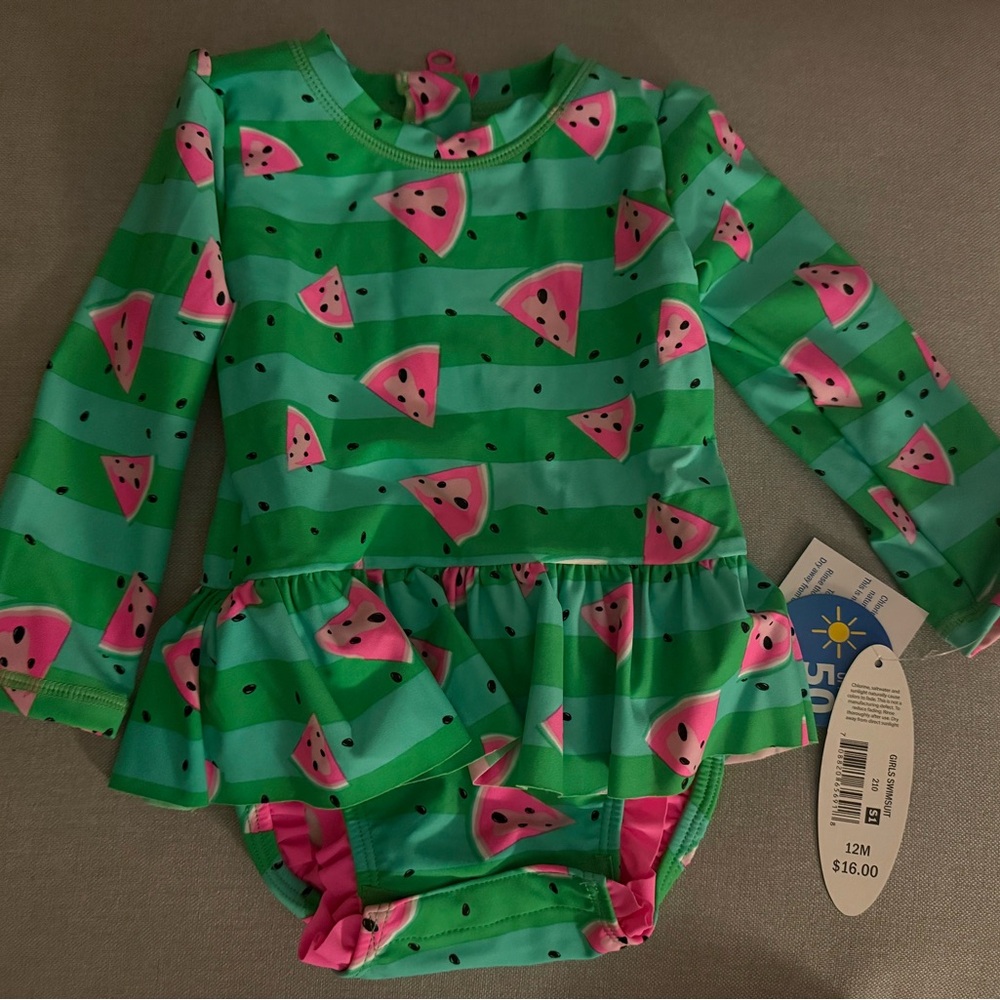 Watermelon Print Baby Swimsuit 12M